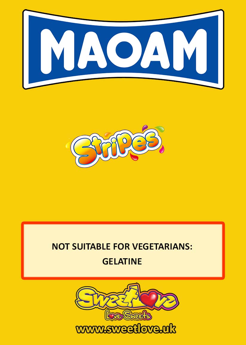 Vending label for Haribo Maoam Stripes.